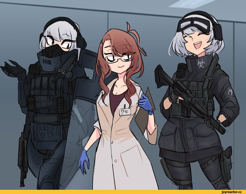 Centurii-chan,artist,ученые,девушки с оружием,девушка в очках,арт