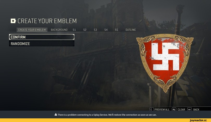 ﻿DCREATEYOUR EMBLEM
A There is a problem connecting to a Uplay Service. We'll restore the connection as soon as we can.,Игры,For Honor,Ubisoft,эмблема